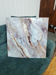 Galaxy Blue UV Coated Real Marble Tile Designed wall Stickers, Self Adhesive And Washable Wall Stickers For Wall Decoration (60 CM x 60 CM) ( Set Of 05 )(MS-28)