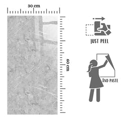 Grey & White UV Coated Marble Sheet, Self Adhesive And Washable Wall Stickers For Wall Decoration ( Set Of 10 )(MS-07)