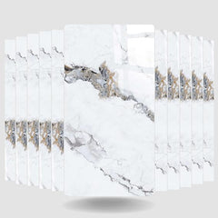 UV Coated White Statuario Marble Sheet, Self Adhesive And Washable Wall Stickers For Wall Decoration ( Set Of 10 )(MS-12)