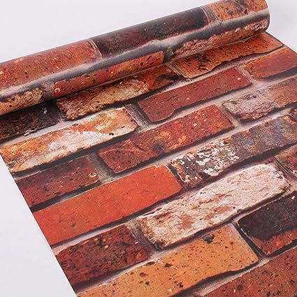 Infidecor Wall Stickers DIY Wallpaper Decal 3D Brick Self Adhesive House Office Decorative PVC Vinyl, Living Room, Hall Kitchen Shelf Liner Contact Paper Interior, Smokin Red