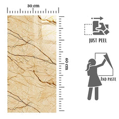 Light Brown (Brescia Aurora) UV Coated Marble Sheet, Self Adhesive And Washable Wall Stickers For Wall Decoration ( Set Of 10 )(MS-04)