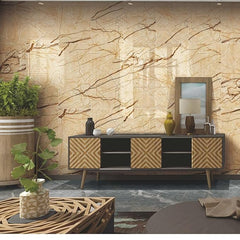 Light Brown (Brescia Aurora) UV Coated Marble Sheet, Self Adhesive And Washable Wall Stickers For Wall Decoration ( Set Of 10 )(MS-04)