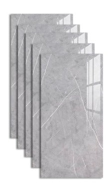 Grey & White UV Coated Marble Sheet, Self Adhesive And Washable Wall Stickers For Wall Decoration ( Set Of 10 )(MS-07)