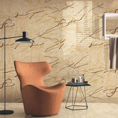 Light Brown (Brescia Aurora) UV Coated Marble Sheet, Self Adhesive And Washable Wall Stickers For Wall Decoration ( Set Of 10 )(MS-04)