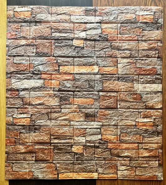 3D Brick stone design Wallpaper PE Foam Self Adhesive Brick Design Wall Stickers DIY Wallpaper for Home Hotel Living Room Bedroom Cafe Decor (70 CM x 77 CM) (Set Of 5)(FS-47)