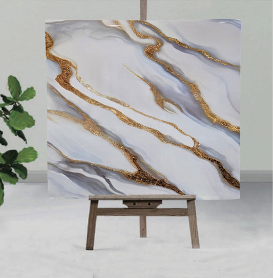 white UV Coated Real Marble Tile Designed wall Stickers, Self Adhesive And Washable Wall Stickers For Wall Decoration (60 CM x 60 CM) ( Set Of 05 )(MS-21)