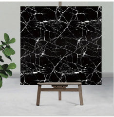 Black UV Coated Real Marble Tile Designed wall Stickers, Self Adhesive And Washable Wall Stickers For Wall Decoration (60 CM x 60 CM) ( Set Of 05 )(MS-24)