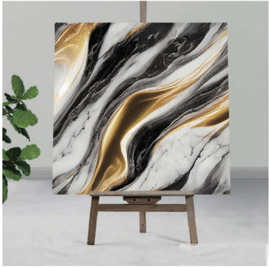 Black & Brown UV Coated Real Marble Tile Designed wall Stickers, Self Adhesive And Washable Wall Stickers For Wall Decoration (60 CM x 60 CM) ( Set Of 05)(MS-25)