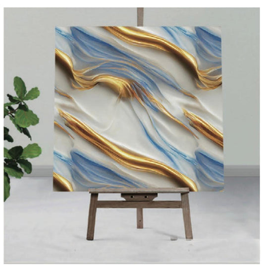 Sky blue & Golden UV Coated Real Marble Tile Designed wall Stickers, Self Adhesive And Washable Wall Stickers For Wall Decoration (60 CM x 60 CM) ( Set Of 05)(MS-33)