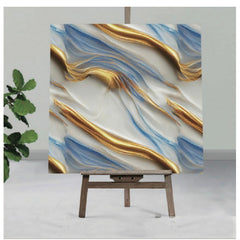 Sky blue & Golden UV Coated Real Marble Tile Designed wall Stickers, Self Adhesive And Washable Wall Stickers For Wall Decoration (60 CM x 60 CM) ( Set Of 05)(MS-33)