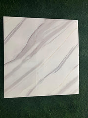 White and black line UV Coated Real Marble Tile Designed wall Stickers, Self Adhesive And Washable Wall Stickers For Wall Decoration (60 CM x 60 CM) ( Set Of 05 )(MS-56)
