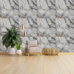 Gary marble finished UV Coated Real Marble Tile Designed wall Stickers, Self Adhesive And Washable Wall Stickers For Wall Decoration (60 CM x 60 CM) ( Set Of 05)(MS-72)