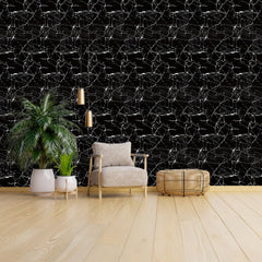 Black UV Coated Real Marble Tile Designed wall Stickers, Self Adhesive And Washable Wall Stickers For Wall Decoration (60 CM x 60 CM) ( Set Of 05 )(MS-24)