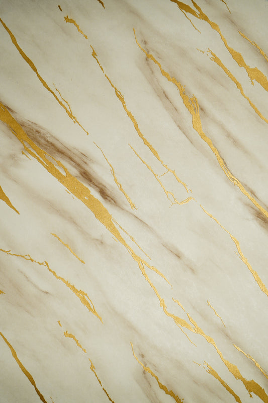 Off White Marble Finish With Golden Abstract Design Wallpaper Not Self Adhesive 53 Cm X 1000 Cm for PVC Vinyl Coated for Bedroom Living Room Latest Stylish for Home Decoration (Off White , Golden , 57 Sqft Roll) (NW-20)