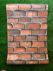 Red Bricks pattern Not Self Adhesive 53 Cm X 1000 Cm for PVC Vinyl Coated for Wall Bedroom Living Room Latest Stylish for Home Decoration ( 57 Sqft Roll) (AW-19)