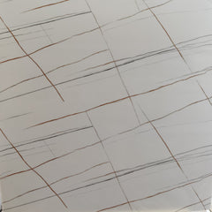 white Base With Brown & Gray Veining UV Coated Real Marble Tile Designed wall Stickers, Self Adhesive And Washable Wall Stickers For Wall Decoration (60 CM x 60 CM) ( Set Of 05 )(MS-59)