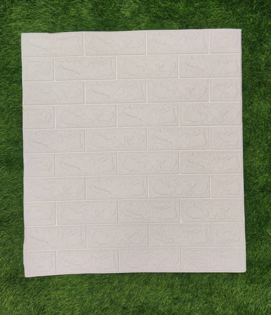 3D White Brick Wallpaper PE Foam Self Adhesive Brick Design Wall Stickers DIY Wallpaper for Home Hotel Living Room Bedroom Cafe Decor (70 CM x 77 CM) (White)(Set Of 5)(FS-01)