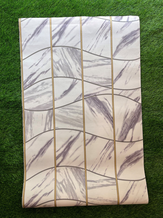 Marble finish design with golden stripes Not Self Adhesive 53 Cm X 1000 Cm for PVC Vinyl Coated for Wall Bedroom Living Room Latest Stylish for Home Decoration ( 57 Sqft Roll) (AW-01)