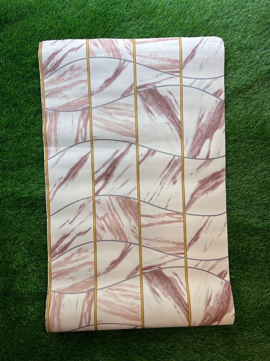Light Brown Marble finish design with golden stripes Not Self Adhesive 53 Cm X 1000 Cm for PVC Vinyl Coated for Wall Bedroom Living Room Latest Stylish for Home Decoration ( 57 Sqft Roll) (AW-02)