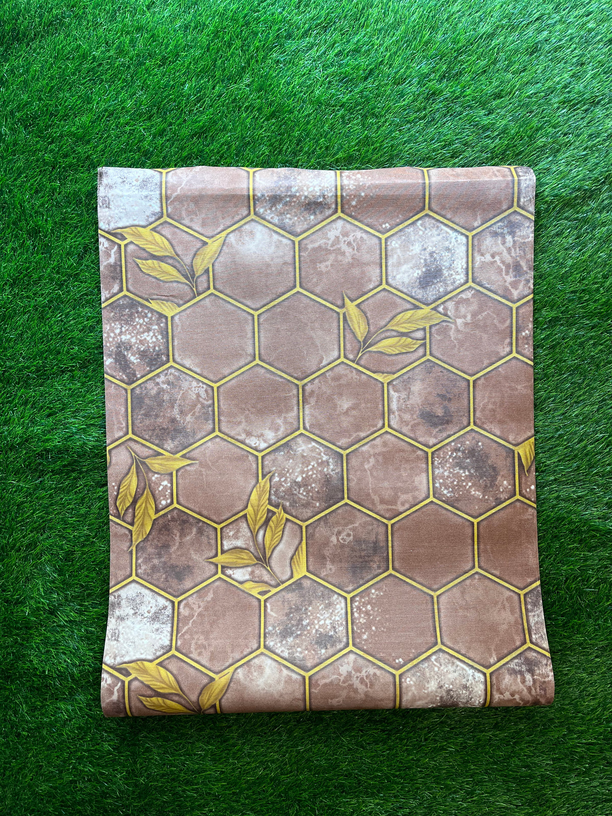 Brown Honey comb Design  Not Self Adhesive 53 Cm X 1000 Cm for PVC Vinyl Coated for Wall Bedroom Living Room Latest Stylish for Home Decoration ( 57 Sqft Roll) (AW-04)