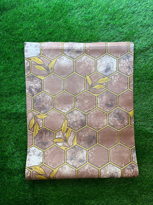 Brown Honey comb Design  Not Self Adhesive 53 Cm X 1000 Cm for PVC Vinyl Coated for Wall Bedroom Living Room Latest Stylish for Home Decoration ( 57 Sqft Roll) (AW-04)