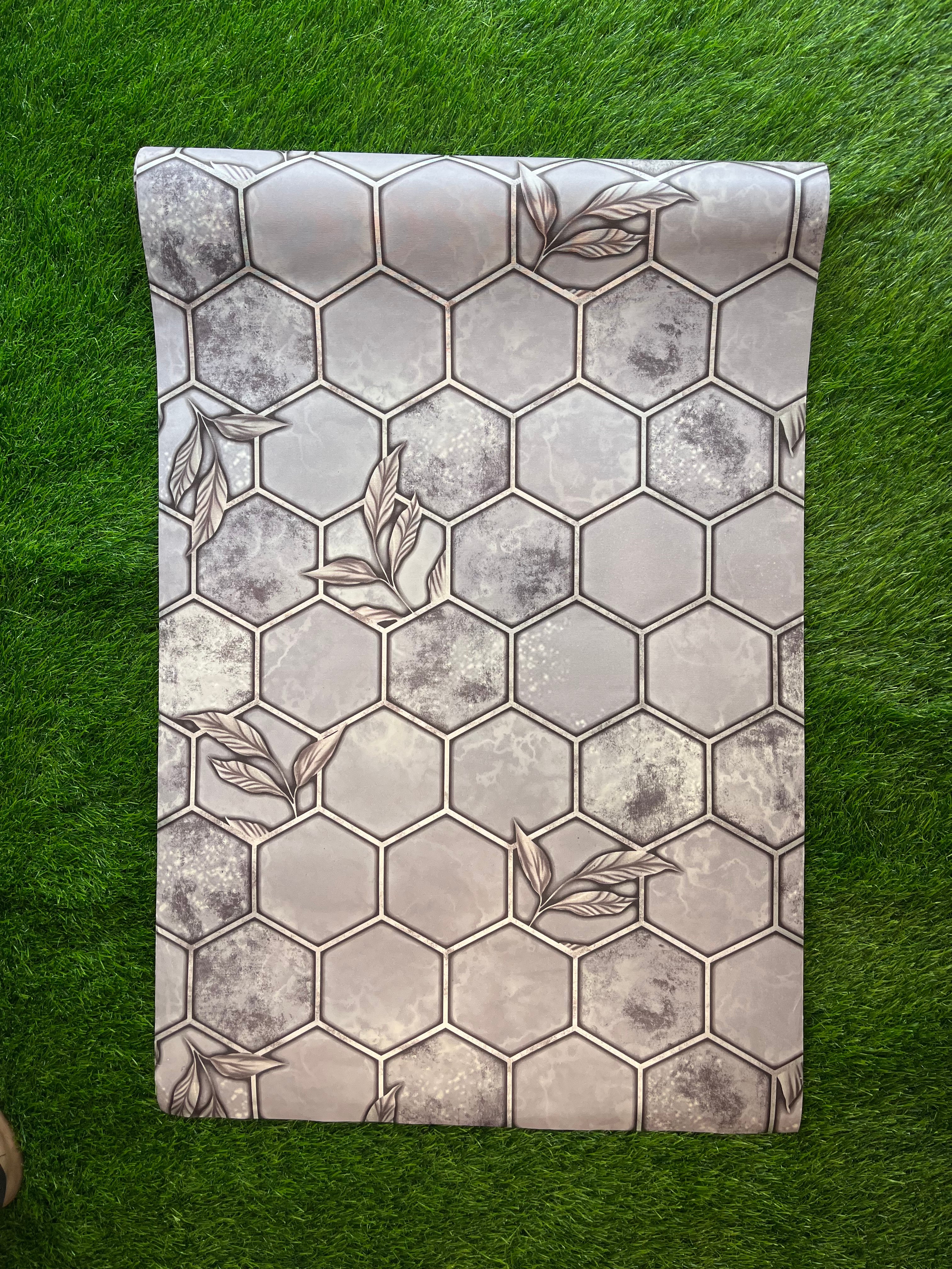 Grey comb Design  Not Self Adhesive 53 Cm X 1000 Cm for PVC Vinyl Coated for Wall Bedroom Living Room Latest Stylish for Home Decoration ( 57 Sqft Roll) (AW-05)