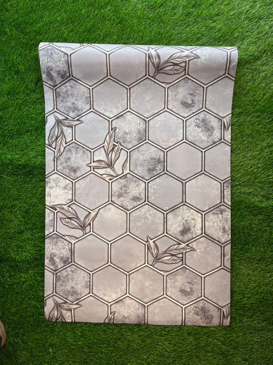 Grey comb Design  Not Self Adhesive 53 Cm X 1000 Cm for PVC Vinyl Coated for Wall Bedroom Living Room Latest Stylish for Home Decoration ( 57 Sqft Roll) (AW-05)