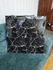 Black UV Coated Real Marble Tile Designed wall Stickers, Self Adhesive And Washable Wall Stickers For Wall Decoration (60 CM x 60 CM) ( Set Of 05 )(MS-24)