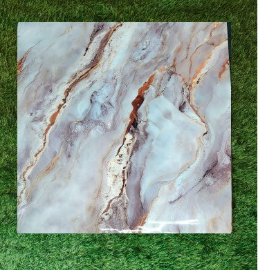 UV Coated Real Marble Tile Designed wall Stickers, Self Adhesive And Washable Wall Stickers For Wall Decoration (60 CM x 60 CM) ( Set Of 05 )(MS-28)