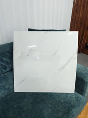 White UV Coated Real Marble Tile Designed wall Stickers, Self Adhesive And Washable Wall Stickers For Wall Decoration (60 CM x 60 CM) ( Set Of 05 )(MS-32)