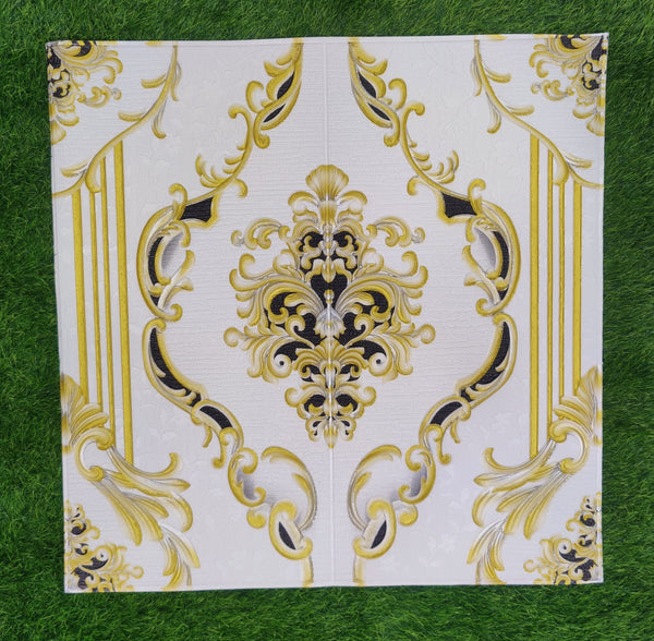 Infidecor 3D White Foam Sheet with Black & Golden Floral Design Wallpaper for Wall PE Foam Wall Stickers Self Adhesive DIY Wall Decor (70 CM x 70 CM)(Pack of 5)(FS-32)