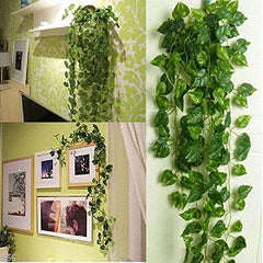 Infidecor Artificial Ivy Silk Garland Leaf Creeper (Pack of 12 Creepers) for Home Decoration, Wall Hanging, Special Occasion Decoration, Party Decoration, Office Decoration (7.5 Feet Each), Green