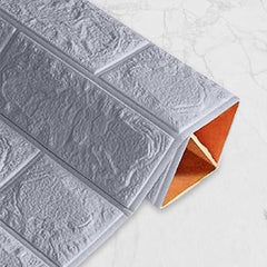 Infidecor Self-Adhesive Waterproof PE Foam 3D Wall Panels Wallpaper Sticker for Bathroom, Living Room, and Home Decoration Grey(Silver) (70 CM x 77 CM)(Set of 5)(FS-06)