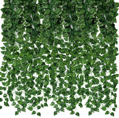 Infidecor Artificial Ivy Silk Garland Leaf Creeper (Pack of 12 Creepers) for Home Decoration, Wall Hanging, Special Occasion Decoration, Party Decoration, Office Decoration (7.5 Feet Each), Green
