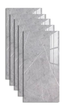 Grey & White UV Coated Marble Sheet, Self Adhesive And Washable Wall Stickers For Wall Decoration ( Set Of 10 )(MS-07)