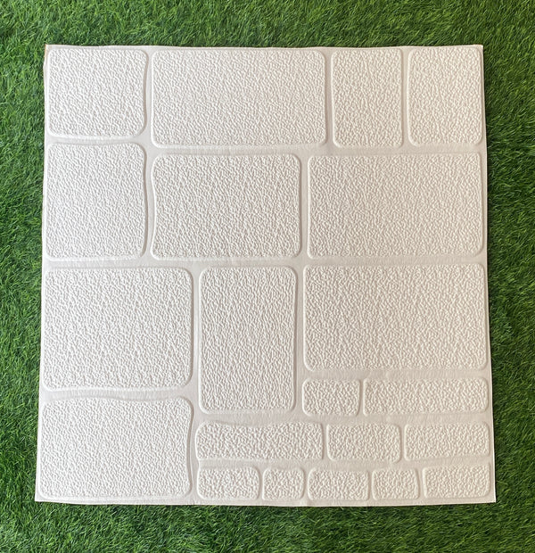 3D Brick Wallpaper PE Foam Self Adhesive Brick Design Wall Stickers DIY Wallpaper for Home Hotel Living Room Bedroom Cafe Decor (70 CM x 77 CM) (White)(Set of 5)(FS-18)