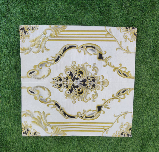 Infidecor 3D White Foam Sheet with Black & Golden Floral Design Wallpaper for Wall PE Foam Wall Stickers Self Adhesive DIY Wall Decor (70 CM x 70 CM)(Pack of 5)(FS-32)