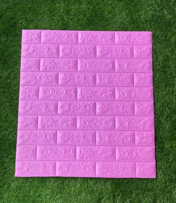 3D Pink Brick Wallpaper PE Foam Self Adhesive Brick Design Wall Stickers DIY Wallpaper for Home Hotel Living Room Bedroom Cafe Decor (70 CM x 77 CM) (Pink)(Set of 5)(FS-20)
