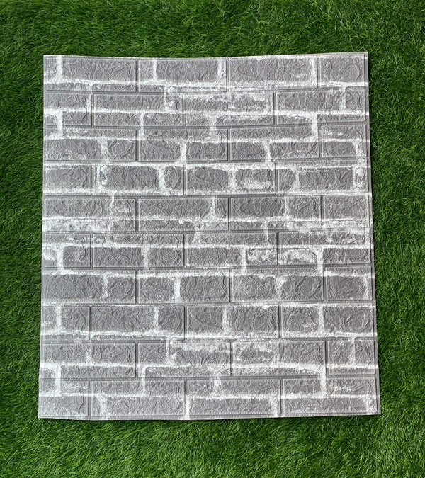 3D Brick Wallpaper PE Foam Self Adhesive Brick Design Wall Stickers DIY Wallpaper for Home Hotel Living Room Bedroom Cafe Decor (70 CM x 77 CM) (Black and White)(Set of 5)(FS-22)