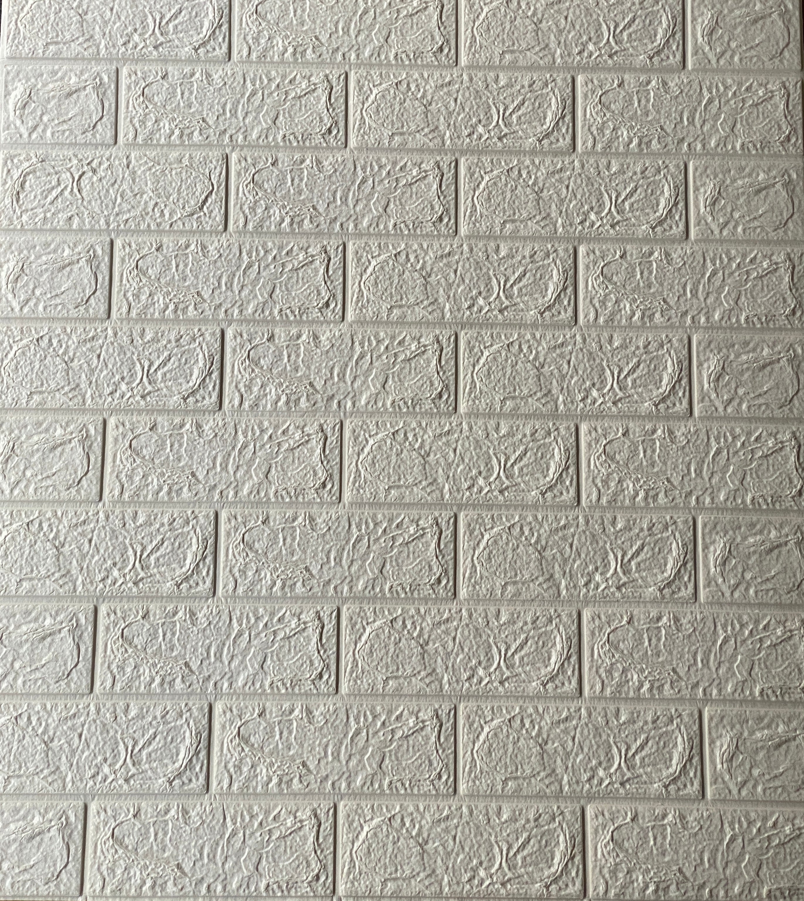 3D Brick Wallpaper PE Foam Self Adhesive Brick Design Wall Stickers DIY Wallpaper for Home Hotel Living Room Bedroom Cafe Decor (70 CM x 77 CM) (White)(Set Of 5)(FS-01)