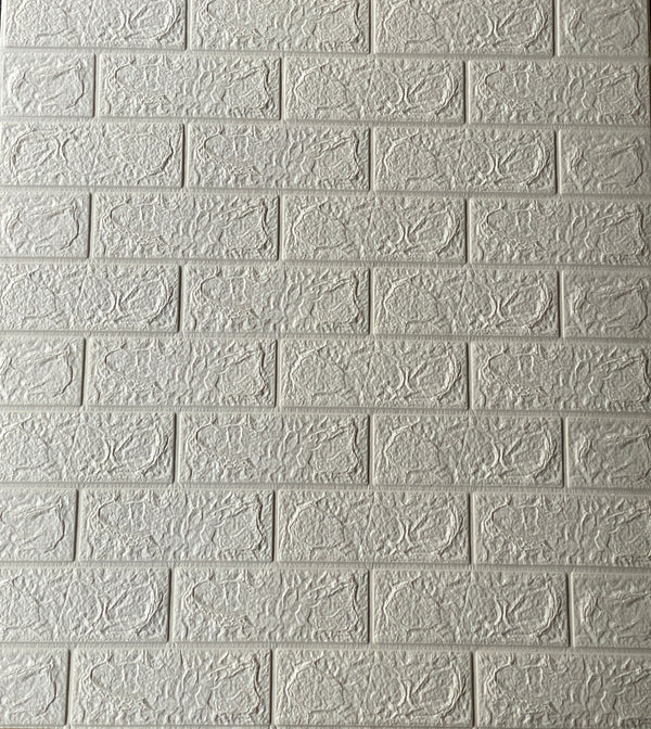 3D Brick Wallpaper PE Foam Self Adhesive Brick Design Wall Stickers DIY Wallpaper for Home Hotel Living Room Bedroom Cafe Decor (70 CM x 77 CM) (White)(Set Of 5)(FS-01)