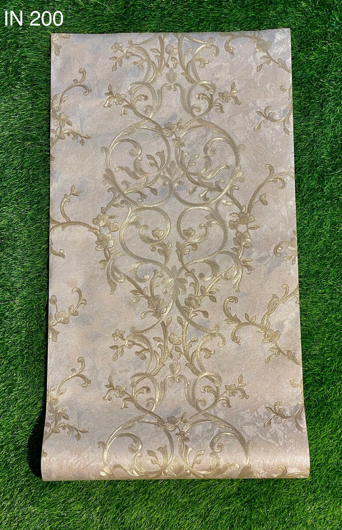 Golden  Floral  Pattern  Not Self Adhesive 53 Cm X 1000 Cm for PVC Vinyl Coated for Wall Bedroom Living Room Latest Stylish for Home Decoration ( 57 Sqft Roll) (IN-200)