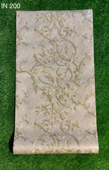Golden  Floral  Pattern  Not Self Adhesive 53 Cm X 1000 Cm for PVC Vinyl Coated for Wall Bedroom Living Room Latest Stylish for Home Decoration ( 57 Sqft Roll) (IN-200)