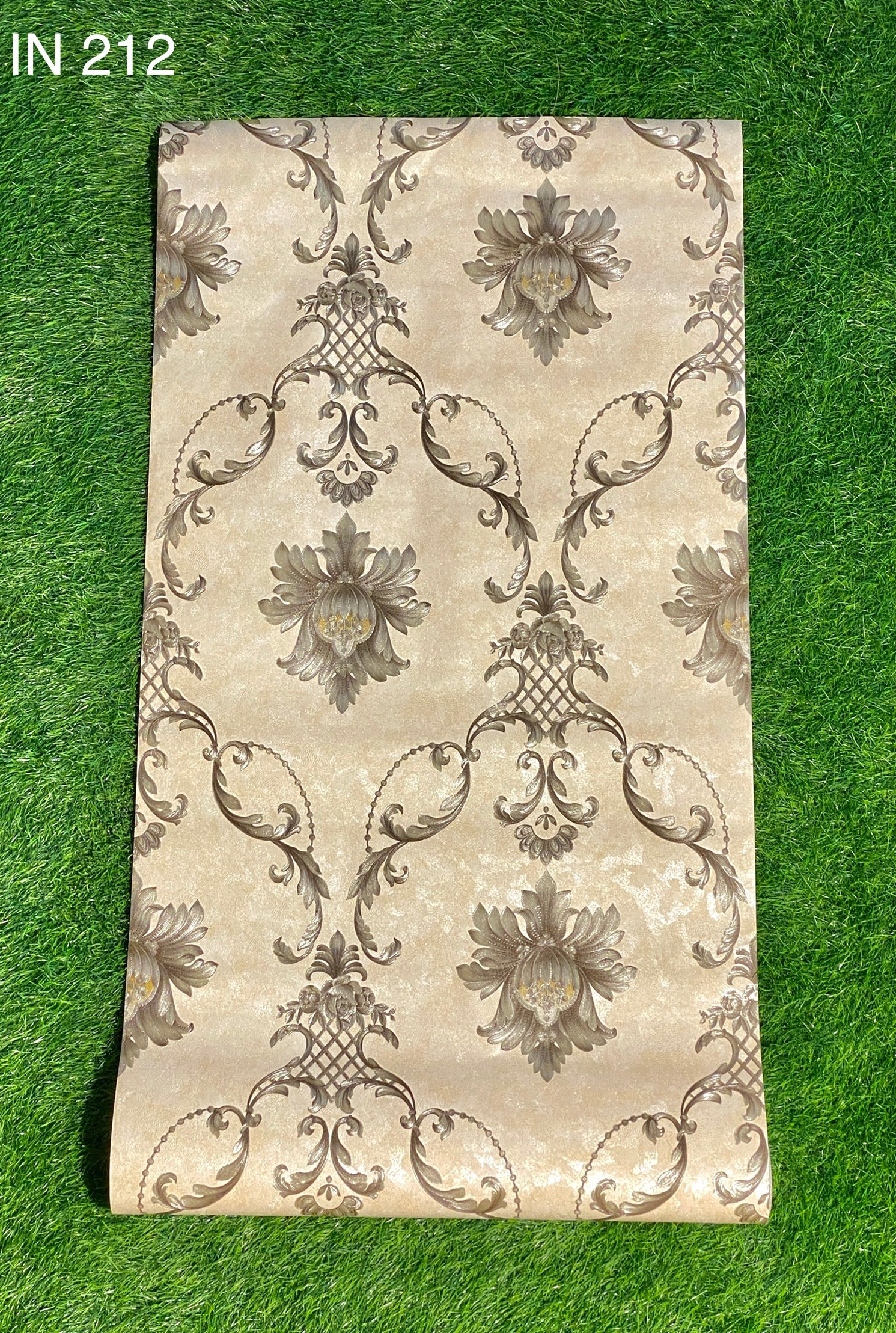 Golden And Brown Floral Pattern Not Self Adhesive 53 Cm X 1000 Cm for PVC Vinyl Coated for Wall Bedroom Living Room Latest Stylish for Home Decoration ( 57 Sqft Roll) (IN-212)