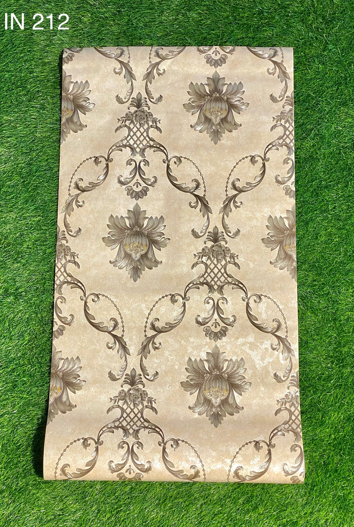 Golden And Brown Floral Pattern Not Self Adhesive 53 Cm X 1000 Cm for PVC Vinyl Coated for Wall Bedroom Living Room Latest Stylish for Home Decoration ( 57 Sqft Roll) (IN-212)