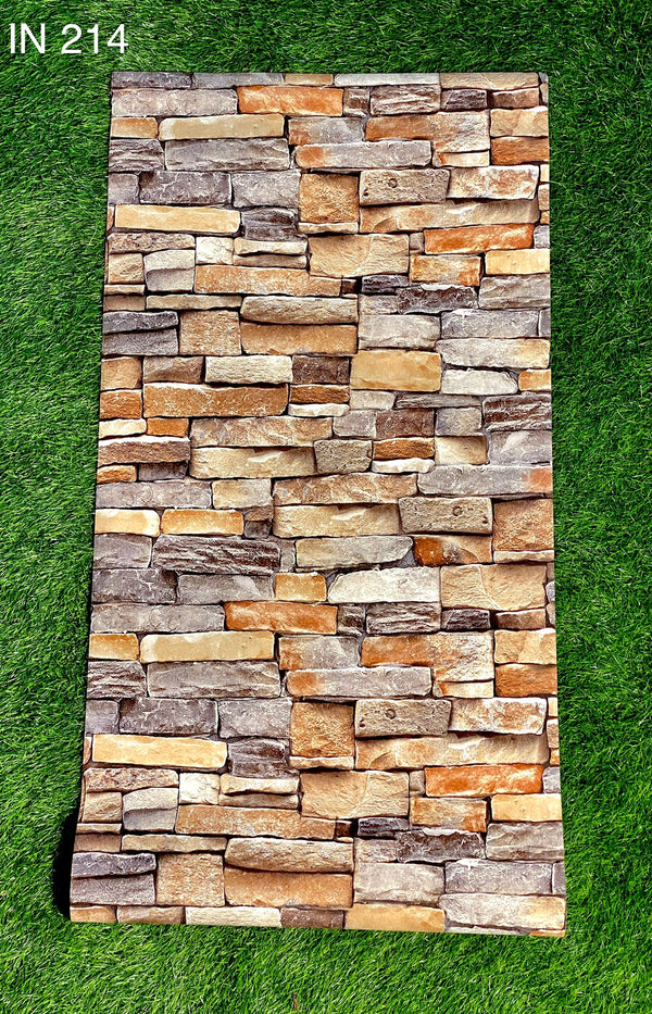 Brown Bricks  Pattern Not Self Adhesive 53 Cm X 1000 Cm for PVC Vinyl Coated for Wall Bedroom Living Room Latest Stylish for Home Decoration ( 57 Sqft Roll) (IN-214)