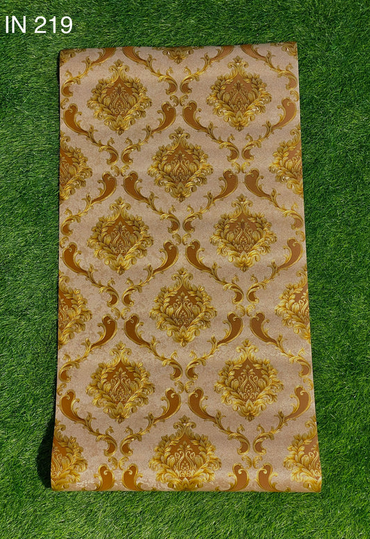 Light Pink and Golden Floral Design  Not Self Adhesive 53 Cm X 1000 Cm for PVC Vinyl Coated for Wall Bedroom Living Room Latest Stylish for Home Decoration ( 57 Sqft Roll) (IN-219)