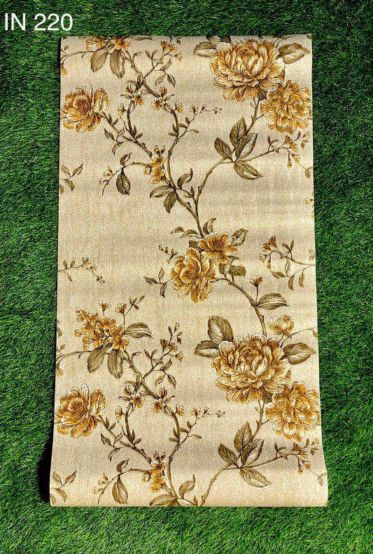 Off White Floral Design  Not Self Adhesive 53 Cm X 1000 Cm for PVC Vinyl Coated for Wall Bedroom Living Room Latest Stylish for Home Decoration ( 57 Sqft Roll) (IN-220)