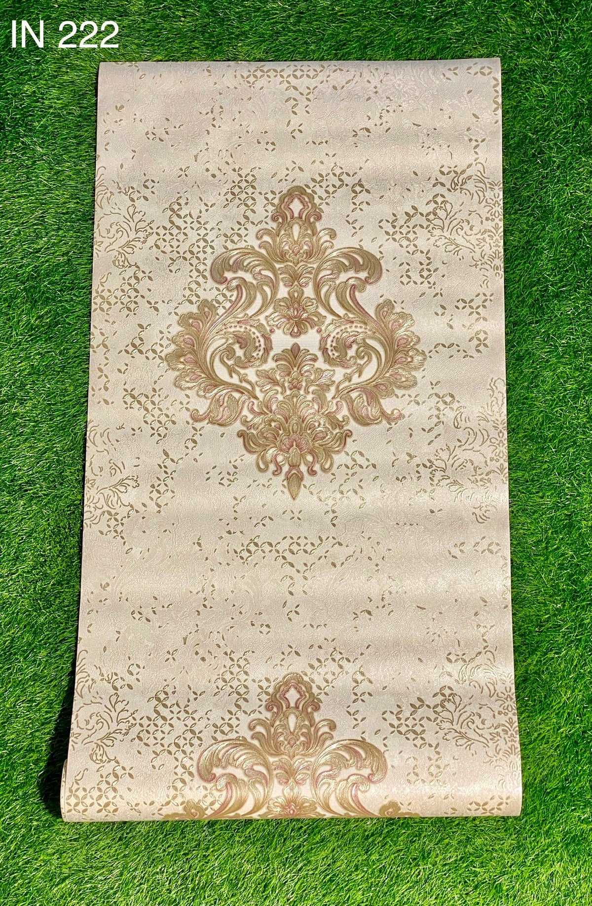 Off White Wallpaper with Pink &  Golden Floral Design  Not Self Adhesive 53 Cm X 1000 Cm for PVC Vinyl Coated for Wall Bedroom Living Room Latest Stylish for Home Decoration ( 57 Sqft Roll) (IN-222)