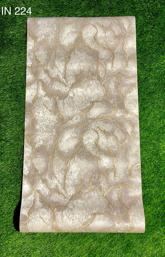 White-Golden Marble Design  Not Self Adhesive 53 Cm X 1000 Cm for PVC Vinyl Coated for Wall Bedroom Living Room Latest Stylish for Home Decoration ( 57 Sqft Roll) (IN-224)